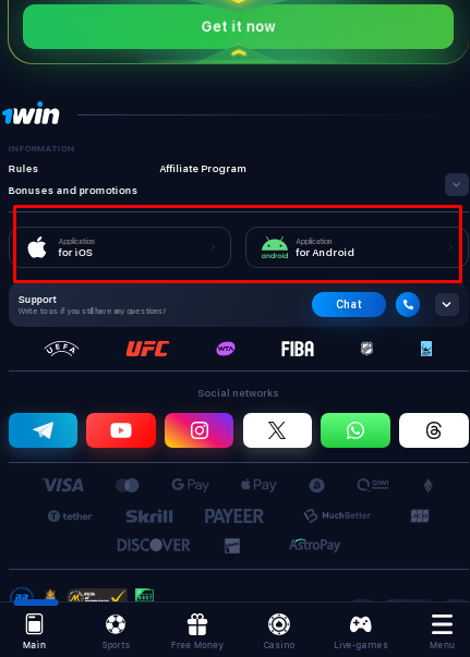 download 1win app on Android and iOS